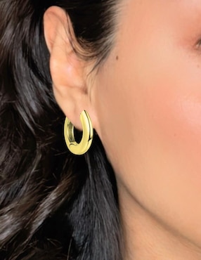Aretes de aro circulares Aretize de plata P 925 con acabado baño de oro