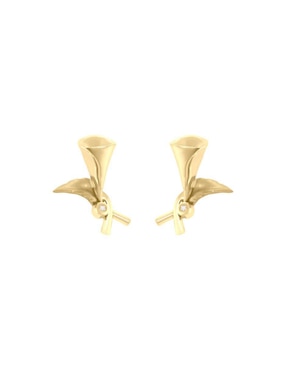 Aretes de flor Fianelli Irfan de oro con acabado brillante diamante