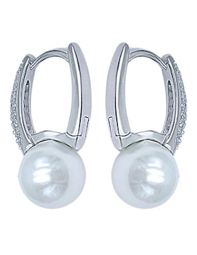 Aretes circulares Aretize de plata P 925 con acabado pavé zirconia