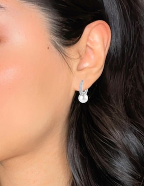 Aretes circulares Aretize de plata P 925 con acabado pavé zirconia