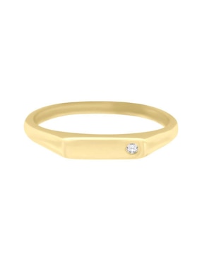 Anillo rectangular Fianelli Sello 14 k de oro diamante brillante