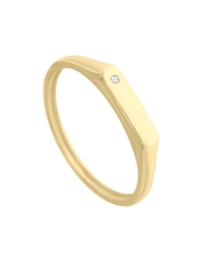 Anillo rectangular Fianelli Sello 14 k de oro diamante brillante