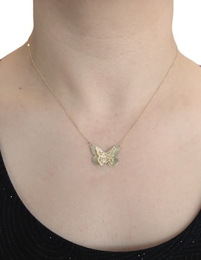 Gargantilla de mariposa Cristal Joyas de oro 14 K