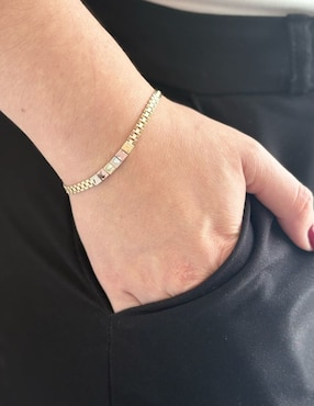 Pulsera Cristal Joyas de oro 14 K con acabado brillante
