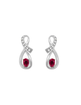 Aretes Fascinare de oro 14 K con acabado brillante rubí y diamante