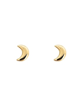 Broqueles de luna Punto Metálico de oro con acabado brillante
