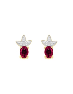 Aretes Fascinare de oro 14 K con acabado brillante rubí y diamante