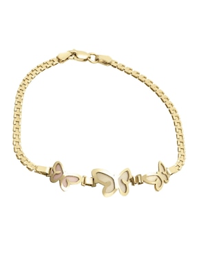 Pulsera Cristal Joyas de oro 14 K con acabado brillante