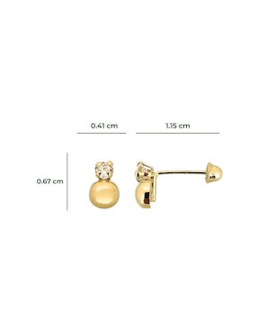 Broqueles redondos Punto Metálico de oro con acabado brillante zirconia