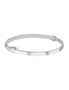 Brazalete Cristal Joyas de oro blanco 14 K con acabado liso