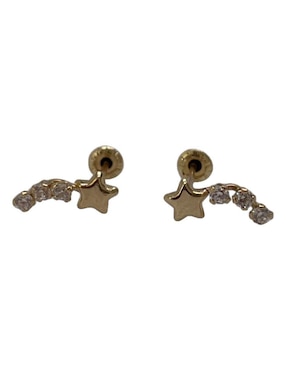 Broqueles de estrella Mardía de oro con acabado pavé zirconia