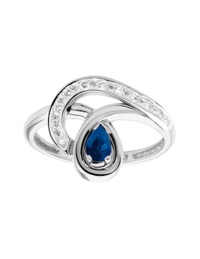 Anillo de gota Fascinare Emotion 14 k de oro zafiro y diamante brillante