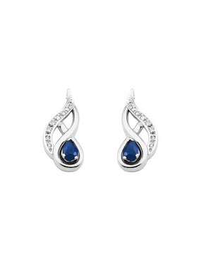 Aretes Fascinare Emotion de oro con acabado brillante zafiro y diamante