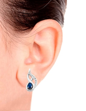 Aretes Fascinare Emotion de oro con acabado brillante zafiro y diamante
