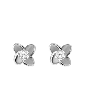 Aretes de flor Fianelli Miluna de oro con acabado brillante diamante