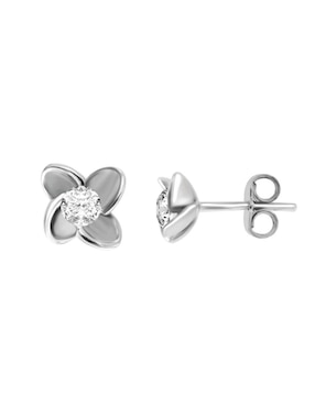Aretes de flor Fianelli Miluna de oro con acabado brillante diamante
