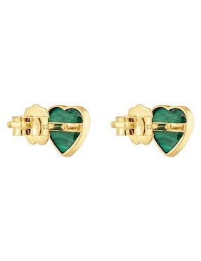 Aretes de corazón Tous Xxs de oro con acabado brillante malaquita