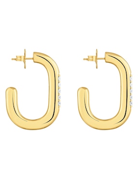 Aretes largos Tous Line Lgd de plata P925 con acabado baño de oro diamante
