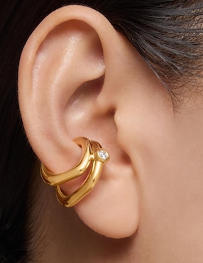 Aretes Tous Line Lgd de plata P 925 con acabado baño de oro diamante
