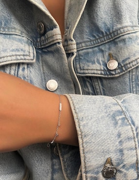 Pulsera Meira T de oro blanco 14 K con acabado pulido