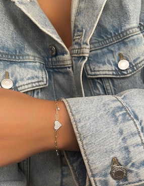 Pulsera Meira T de oro amarillo 14 K con acabado pavé