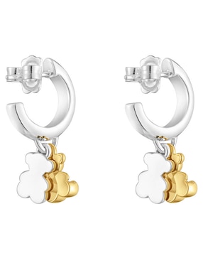 Aretes de aro de oso Tous de plata P 925 con acabado baño de oro