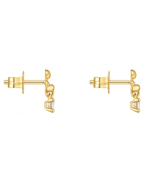 Broqueles de oso Bold Bear Lgd de plata P 925 con acabado baño de oro diamante de laboratorio