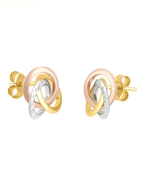 Broqueles redondos cristal Joyas de oro florentino 14 K