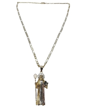 Collar con dije san benito Limerence By Claudia Herrera Santos de oro laminado 14 K