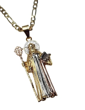 Collar con dije san benito Limerence By Claudia Herrera Santos de oro laminado 14 K