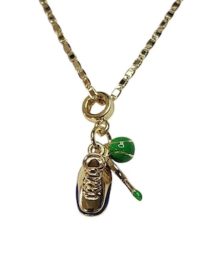 Collar con dije de raqueta Limerence By Claudia Herrera Tenis de oro laminado 14 K