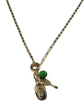 Collar con dije de raqueta Limerence By Claudia Herrera Tenis de oro laminado 14 K