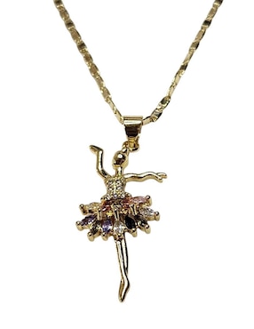Collar con dije de niña Limerence By Claudia Herrera Bailarina de oro laminado 14 K