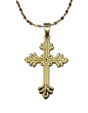 Collar con dije de cruz Limerence By Claudia Herrera Santos de oro laminado 14 K