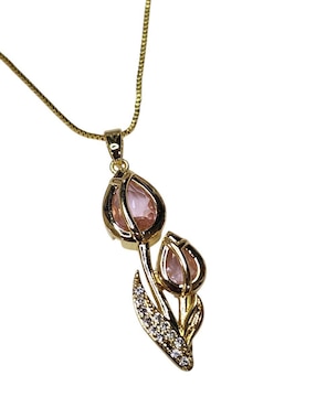 Collar con dije de flor Limerence By Claudia Herrera Tulipan de oro laminado 14 K