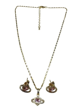 Aretes y collar de corazón Limerence by Claudia Herrera Saturno zirconia