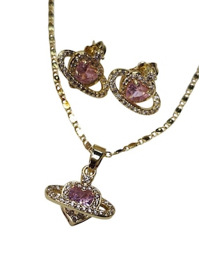 Aretes y collar de corazón Limerence by Claudia Herrera Saturno zirconia