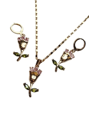 Aretes y collar de flor Limerence by Claudia Herrera Amor zirconia
