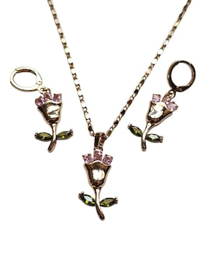 Aretes y collar de flor Limerence by Claudia Herrera Amor zirconia