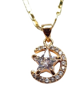Collar con dije de luna Limerence By Claudia Herrera Estrella de oro laminado 14 K