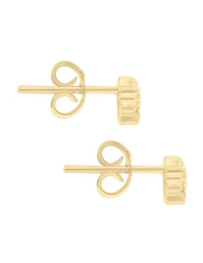 Aretes cortos de flor Fianelli Grazia de oro 14 k con acabado brillante diamante