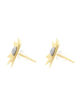 Aretes cortos de flor Fianelli de oro 14 k con acabado brillante zirconia