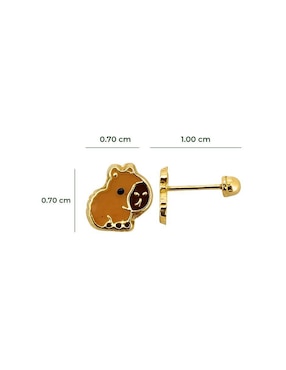 Broqueles Animal Planet Punto Metálico de oro amarillo 10 K con acabado esmaltado