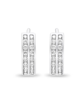 Arracadas Joyerías Bizzarro de oro blanco 14 K con acabado brillante zirconia