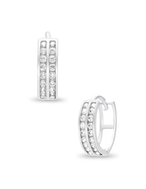 Arracadas Joyerías Bizzarro de oro blanco 14 K con acabado brillante zirconia