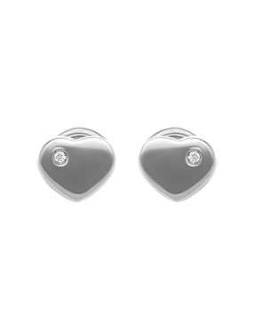 Broqueles de corazón Joyerías Bizzarro de oro blanco 14 K con acabado brillante diamante