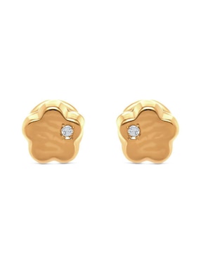 Broqueles de flor Joyerías Bizzarro de oro 14 K con acabado brillante diamante