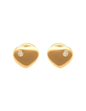Broqueles de corazón Joyerías Bizzarro de oro 14 K con acabado brillante diamante