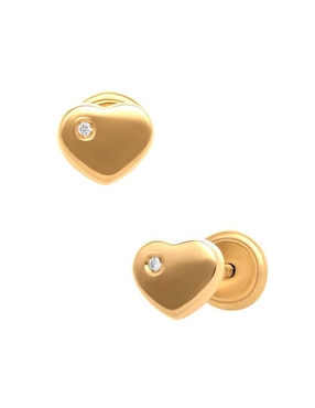 Broqueles de corazón Joyerías Bizzarro de oro 14 K con acabado brillante diamante