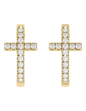 Arracadas Joyerías Bizzarro de oro amarillo 14 K con acabado brillante diamante